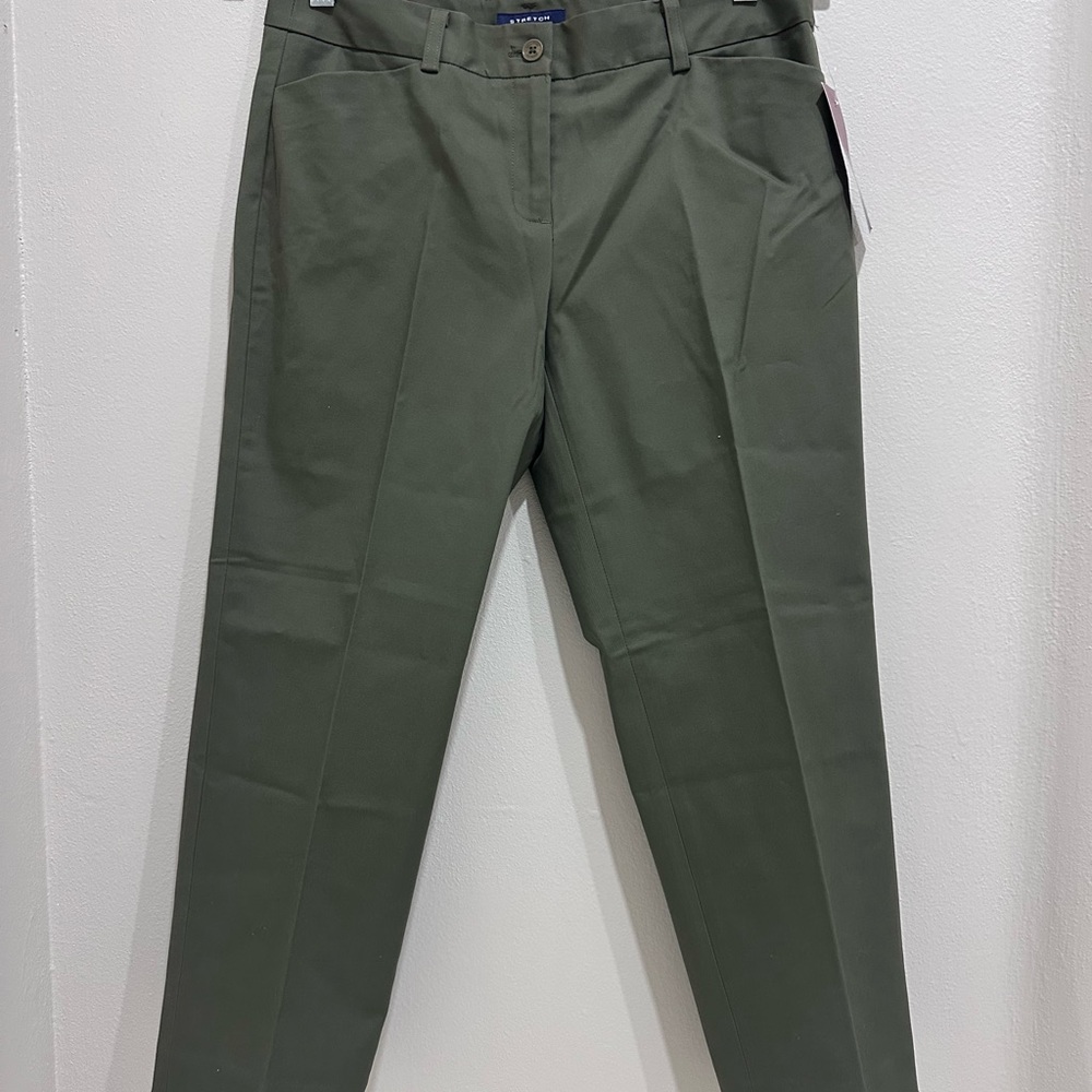 Tailored Straight-Leg Dress Pants - Olive Green